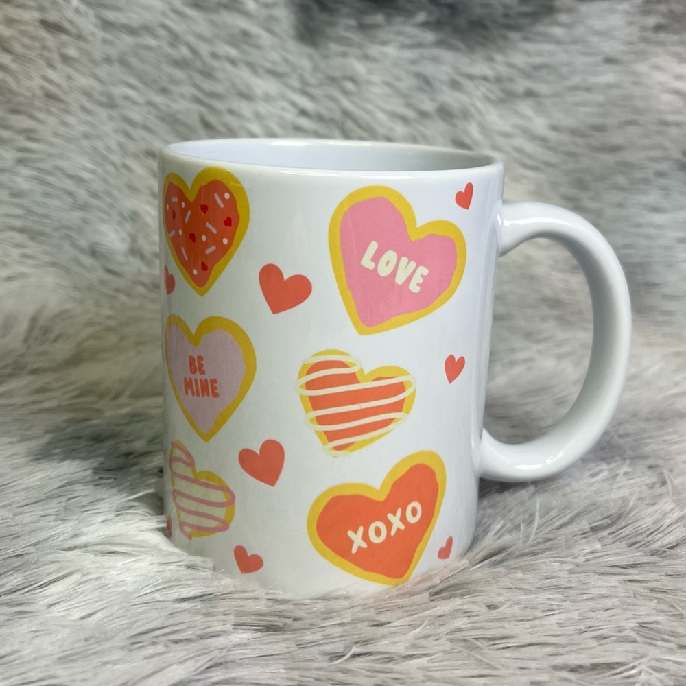 Valentine Heart Cookie Mug – Love, XOXO & Be Mine Cute Coffee Cup